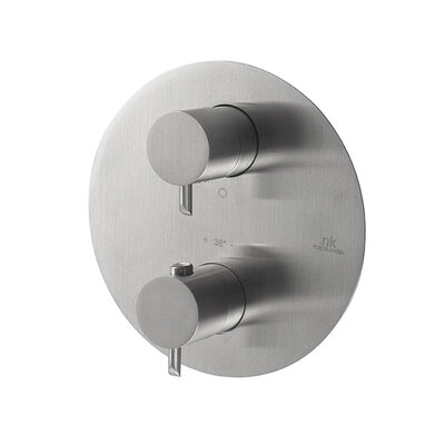 Round Inox termostatická dvojfázová batéria do sprchového kúta nehrdzavejúca oceľ kartáčovaná