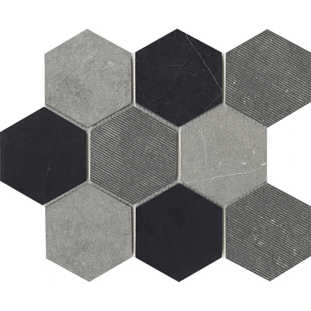 World Hexagon Texture Black 25,9x29,9